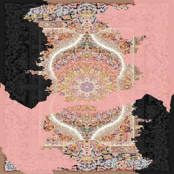 فرشینه و قالیچه درجه1 ابعاد متنوع با ترمز زمینه مدرن غلبه صورتی مشکی کد 2-076