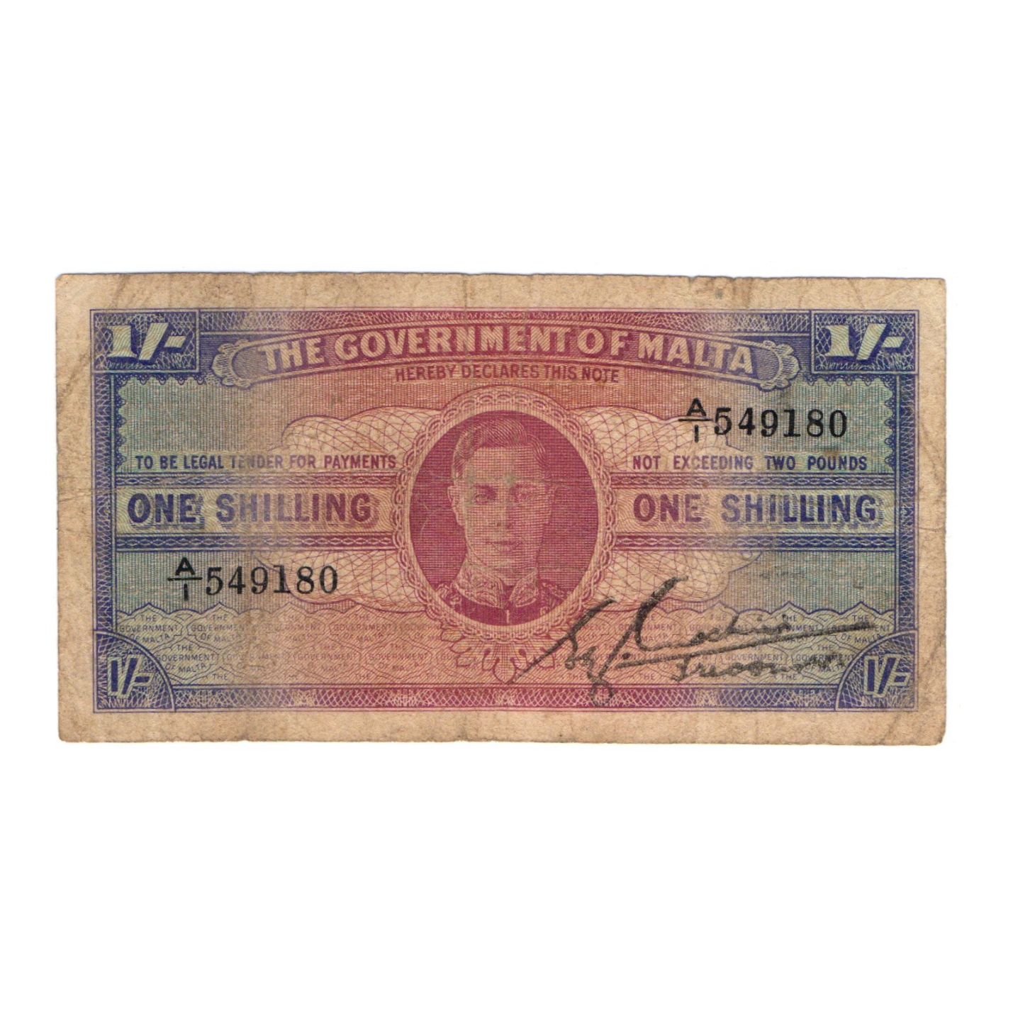 اسکناس تزئینی طرح کشور مالت مدل یک شیلینگ