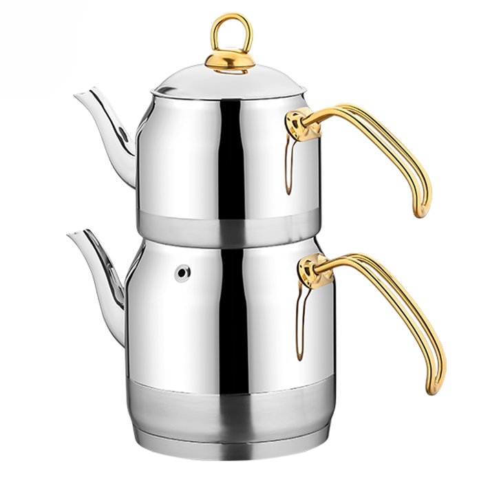 قوری کتری زیو ترک دسته طلایی