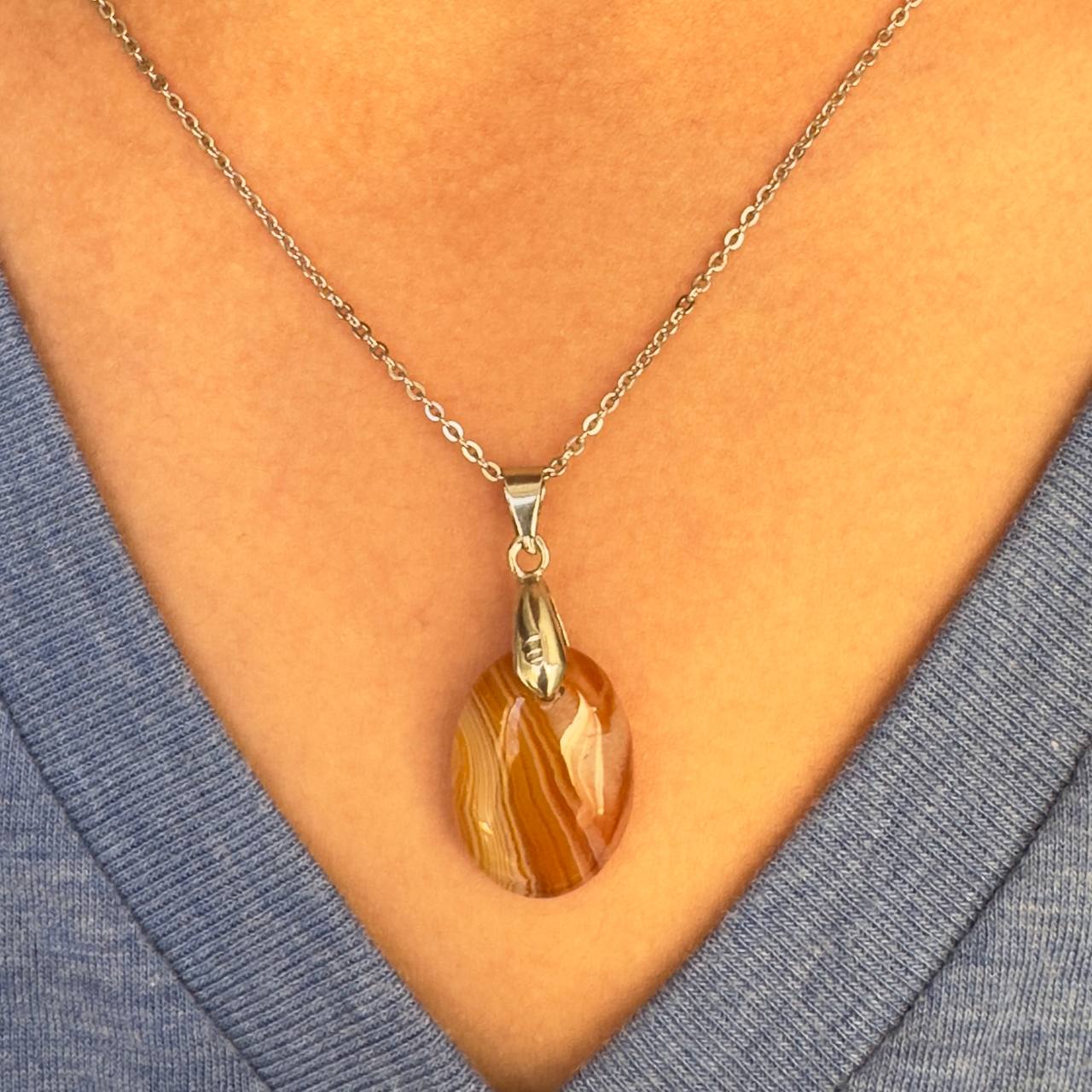 گردنبند عقیق سلیمانی (سارد اونیکس) طبیعی زیبا 235457