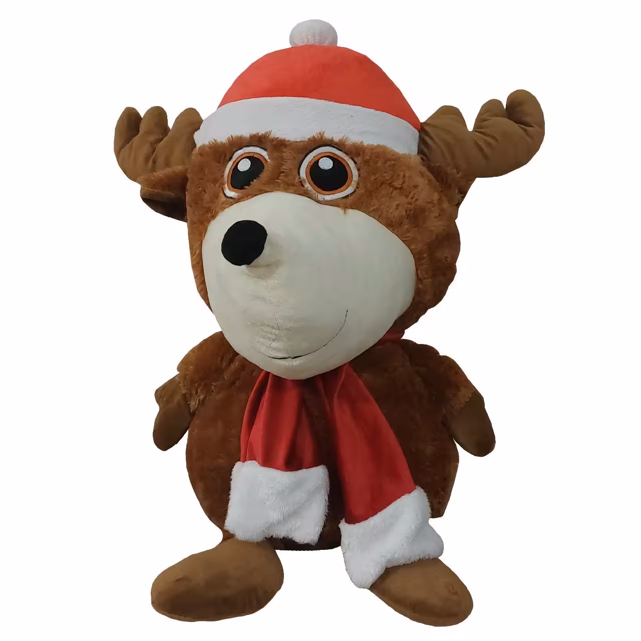 عروسک طرح گوزن مدل Santa Hat کد 871 ارتفاع 81 سانتی‌متر