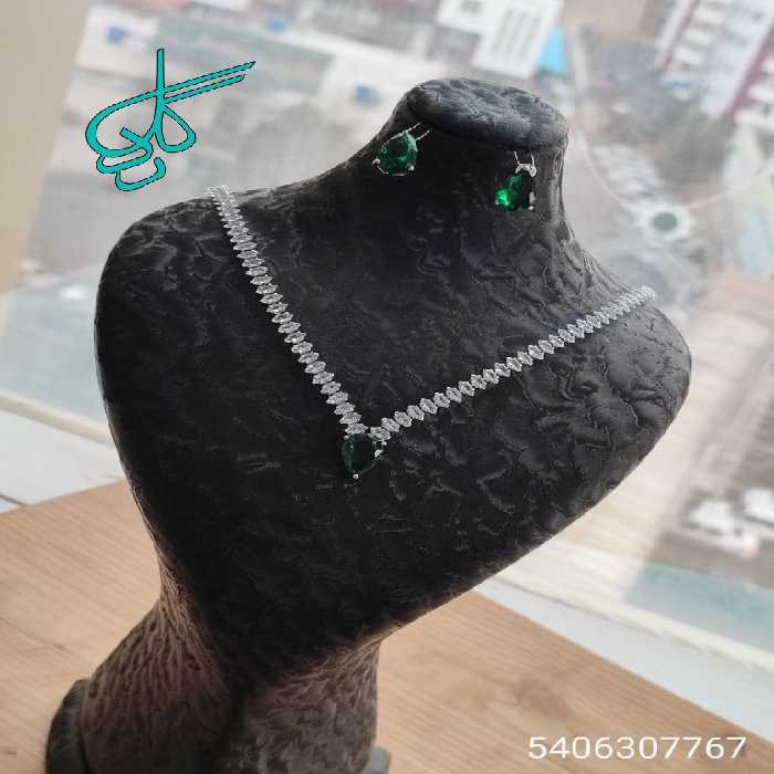 خرید نیم ست زنانه نگینی کیفیت عالی رنگ ثابت کد 1715490 - ردگل