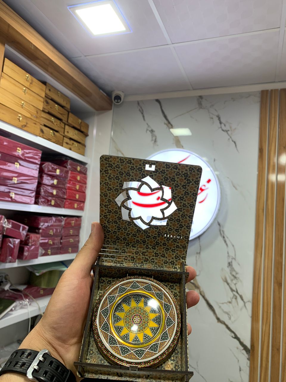 جعبه چوبی زعفران تک خاتم 5گرم اقتصادی