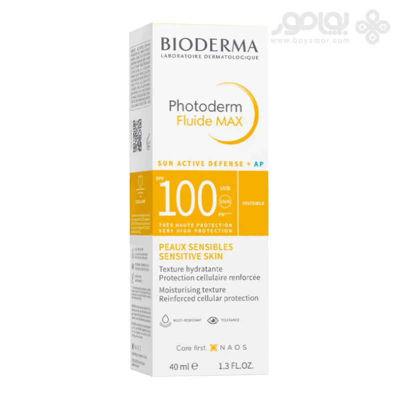ضد آفتاب فتودرم مکس فلوئید بی رنگ بایودرما SPF100 حجم 40 میل