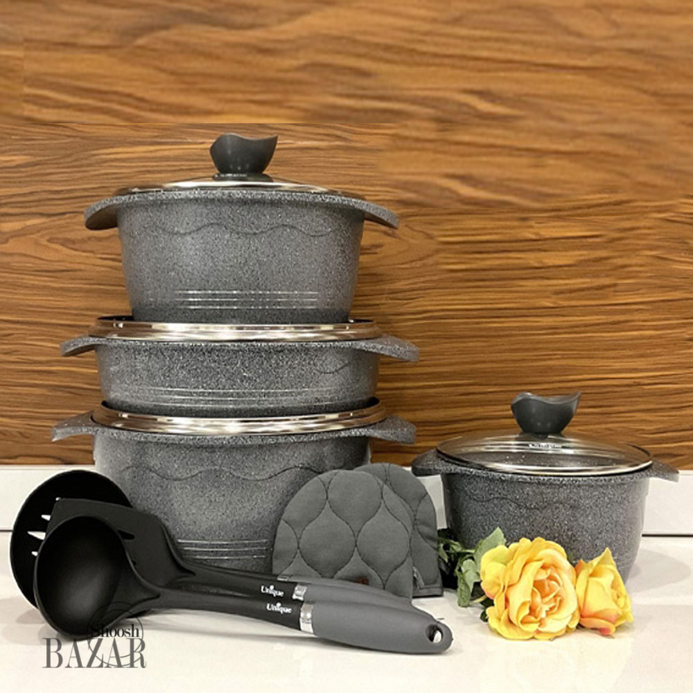 سرویس قابلمه 11 پارچه طوسی گرانیتی بلا یونیک کد 8821