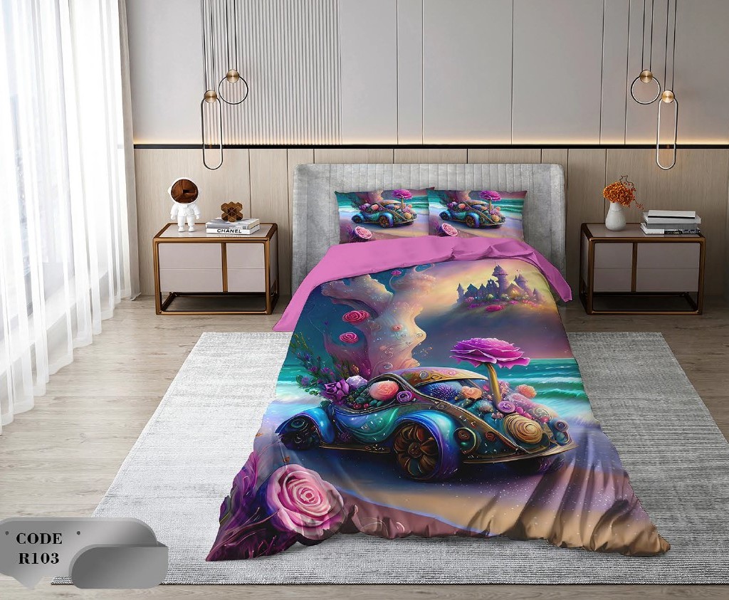 سرویس روتختی 1 نفره 4 تکه ابعاد 165 ×235 کشدار ضد حساسیت و عرق کد R103 | ست خواب و ست روتختی