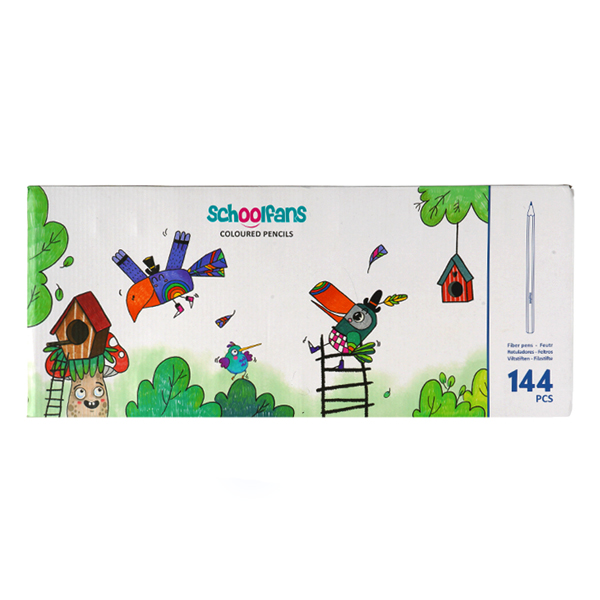 مداد رنگی 12 رنگ جعبه مقوایی اسکول فنز (بسته 144 عددی) کد 92453