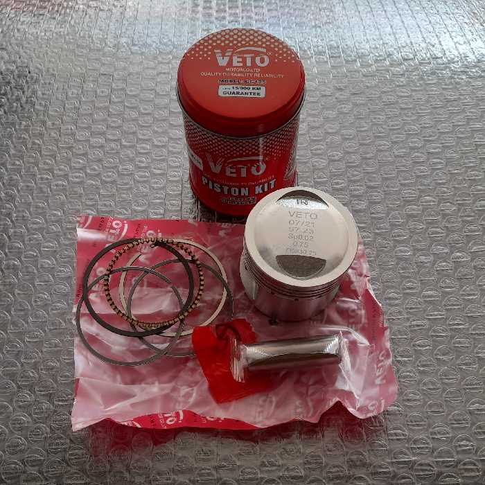 رینگ و پیستون موتور هندا 125 سی سی مارک وتو کیفیت عالی درجه یک(قوطی فلز)شماره (25-50-75-100)