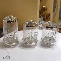 بانکه 3 سایز ترک دار نقره ای دکوری