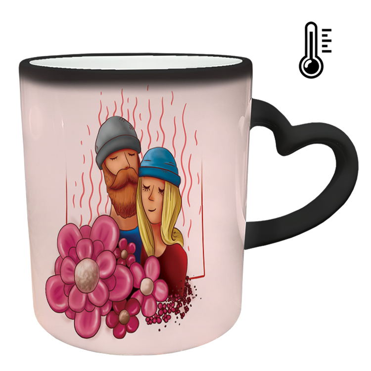 ماگ حرارتی مدل دسته قلبی طرح عاشقانه کد 103