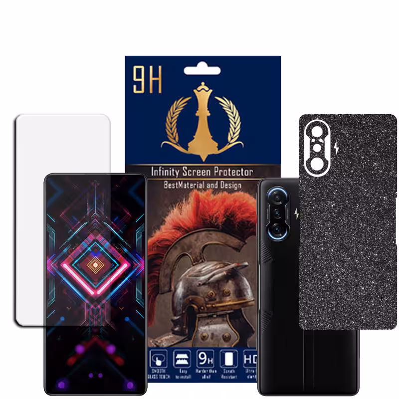 برچسب پوششی اینفینیتی مدل PRO MAX مناسب برای گوشی موبایل شیایومی REDMI K40 GAMING POCO F3 GT به همراه محافظ صفحه نمایش