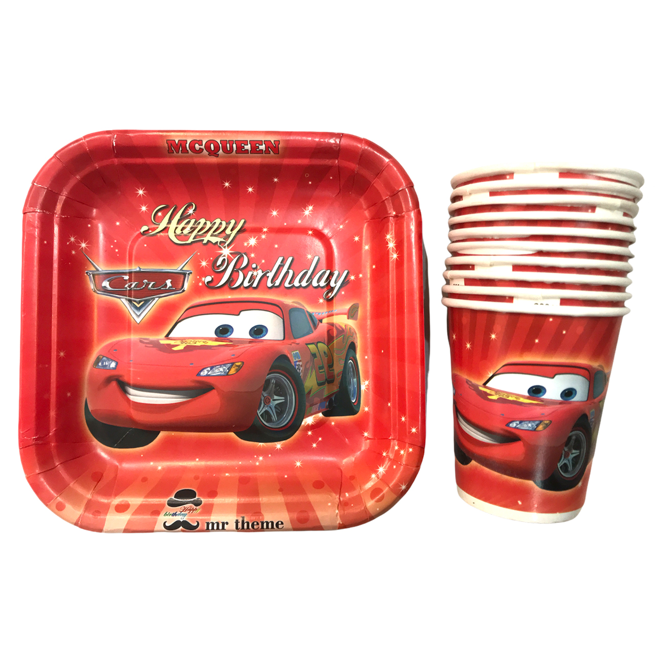 پیش دستی و لیوان یکبار مصرف مستر تم مدل مک کوئین پلاس بسته 20 عددی