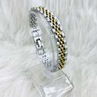 دستبند استیل رولکس دورنگ