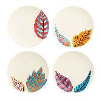 بشقاب دیوارکوب سفالی طرح برگ کد D165-A مجموعه 4 عددی