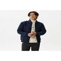 کاپشن آبی مردانه کت یقه ایستاده مونوگرام سرمه ای Lacoste