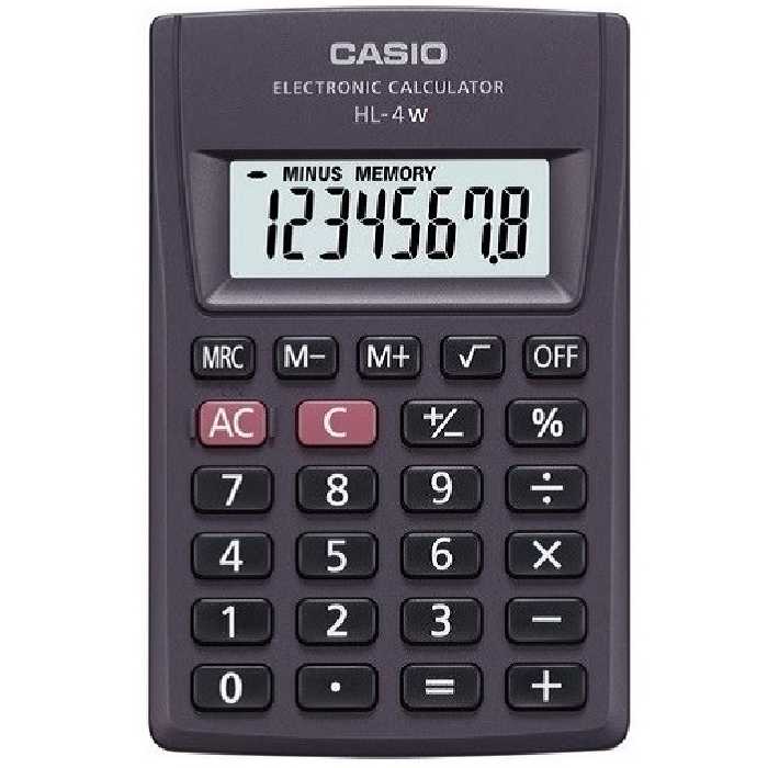ماشین حساب قابل حمل کاسیو مدل اچ ال 4 دبلیو