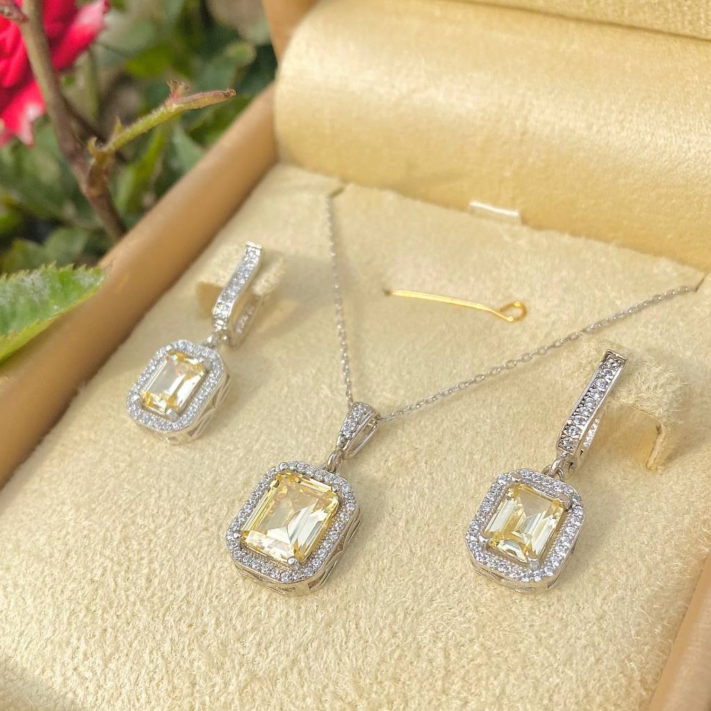 نیمست زنانه نقره 925 با روکش طلا سفید  کد 59