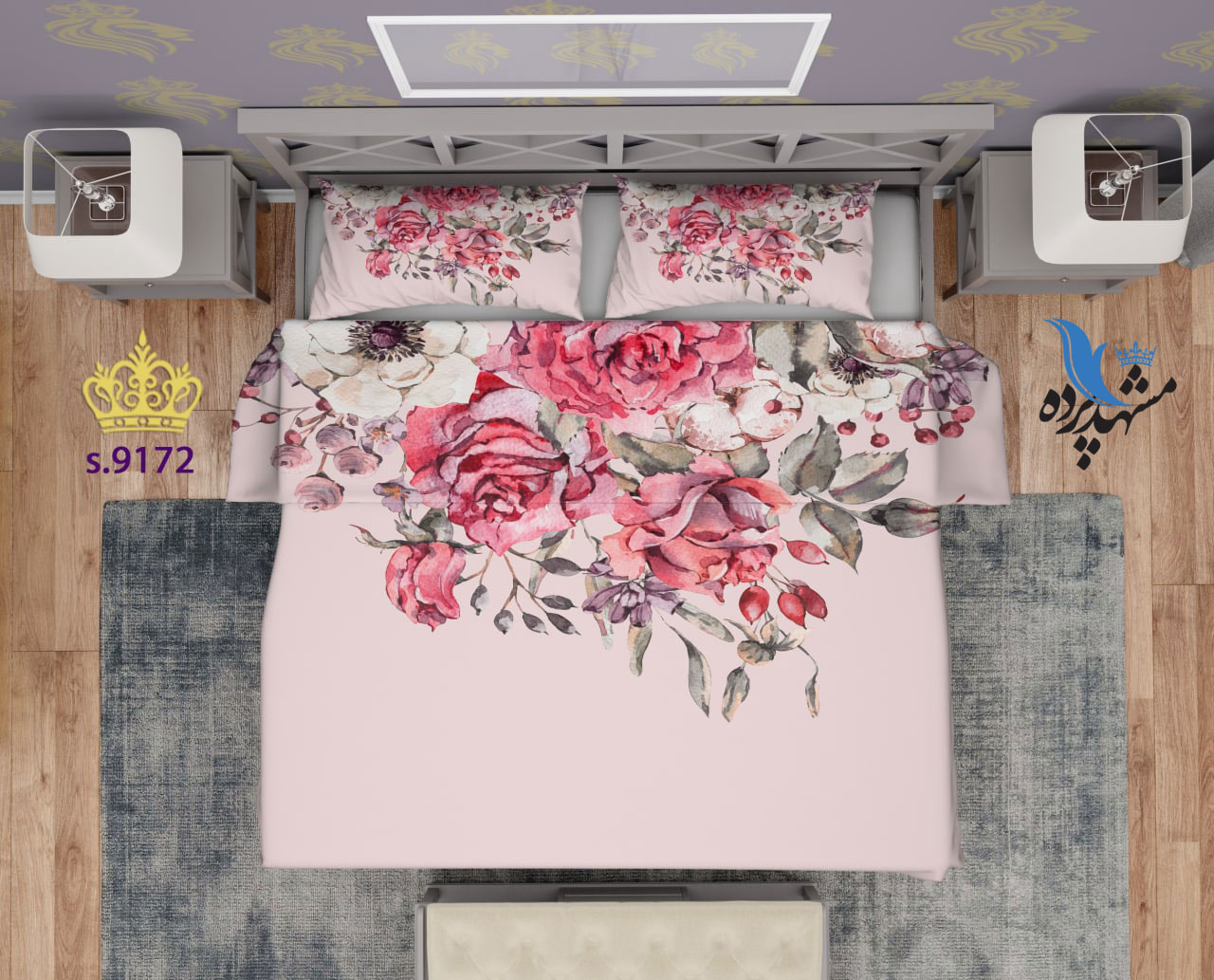 ست روتختی دو نفره طرح گل رز S9172