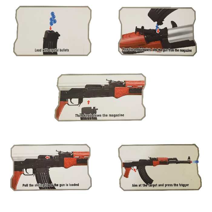 تفنگ بازی طرح کلاشینکف مدل AK123 کد 500 مجموعه 5 عددی