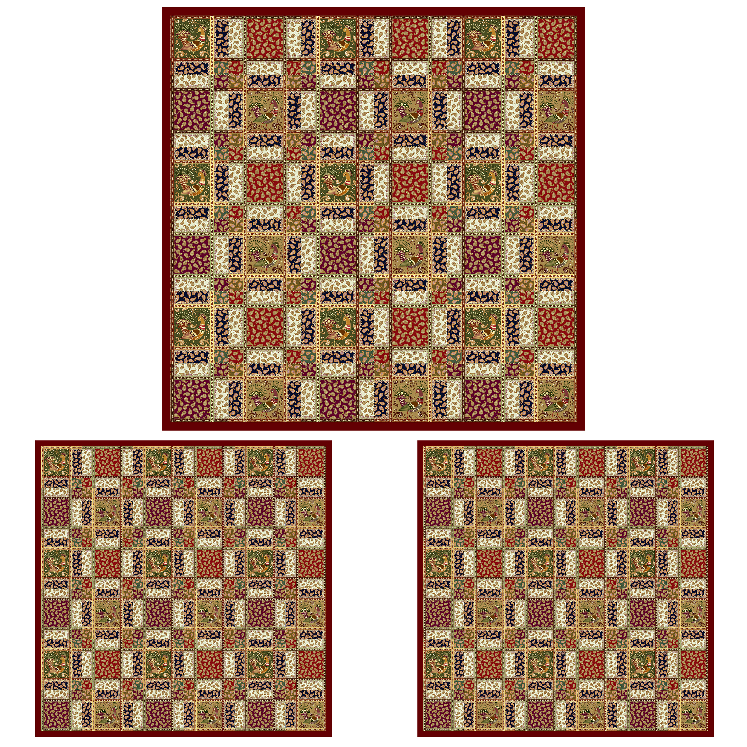 ست رومیزی سه تکه طرح چهل تکه کد9943