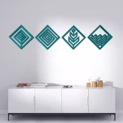 دیوارکوب مدل عناصر چهارگانه طرح لوزی مجموعه 4 عددی