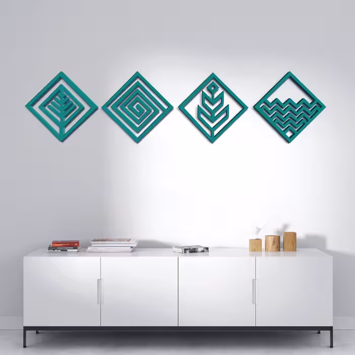 دیوارکوب مدل عناصر چهارگانه طرح لوزی مجموعه 4 عددی
