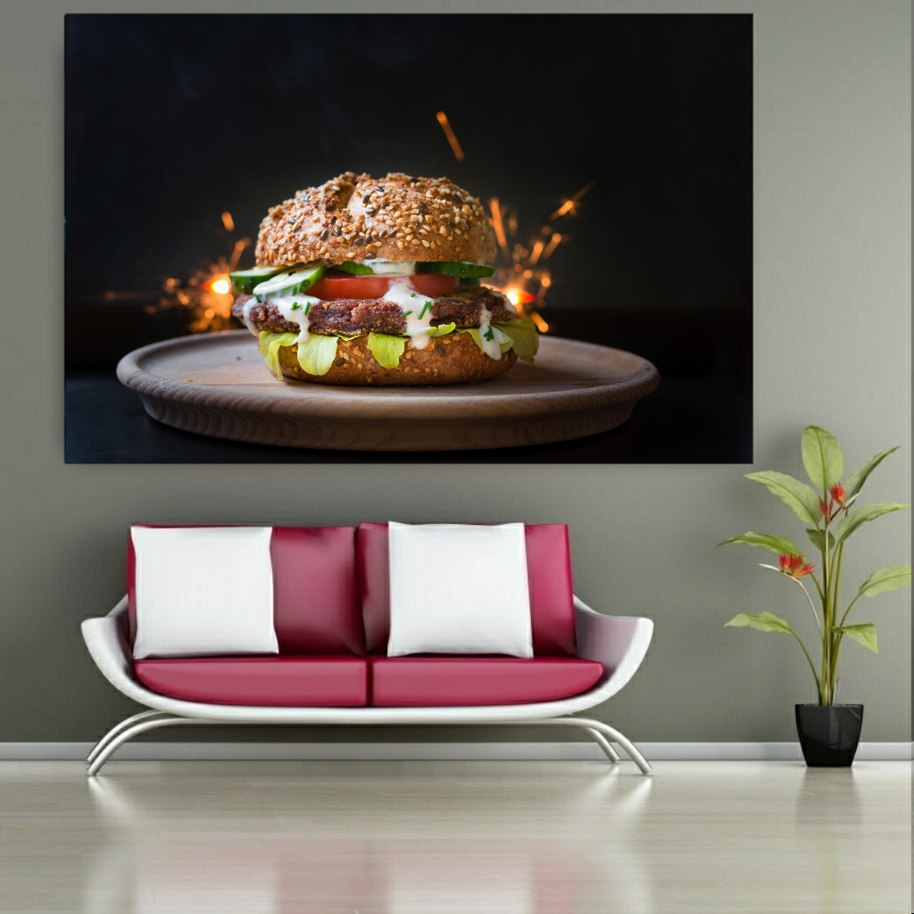 تابلو بوم طرح فست فود مدل همبرگر کد SDB1618