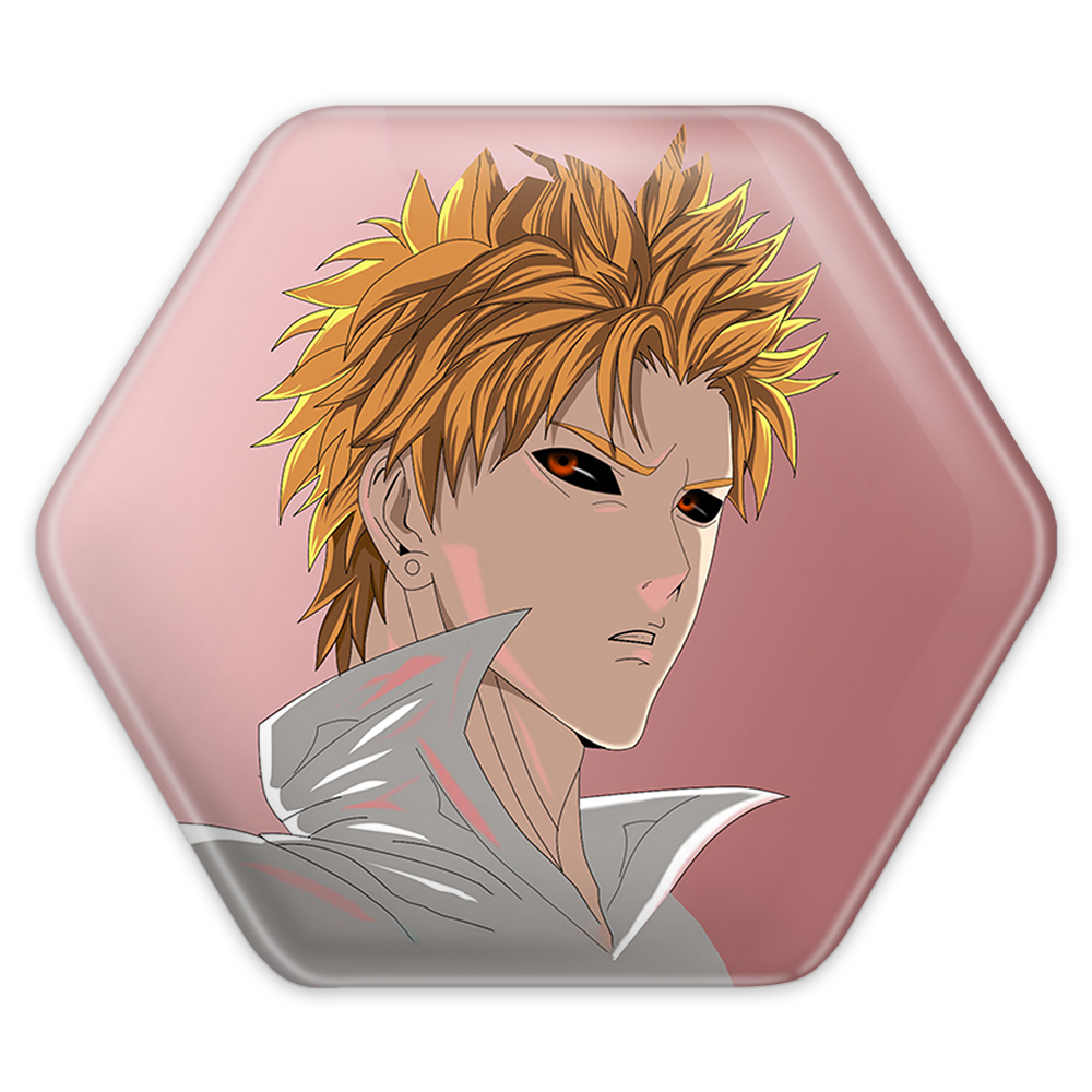 پیکسل خندالو طرح جنوس انیمه مرد تک مشتی مدل شش ضلعی کد 11399