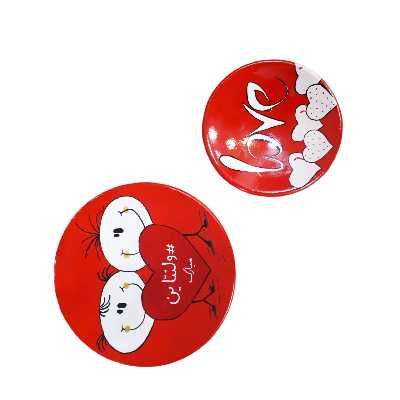 بشقاب دیوارکوب سفالی مدل عشق مجموعه 2 عددی