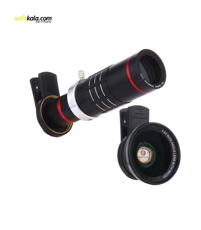 لنز کلیپسی تلسکوپی به همراه یک لنز زاویه دید گسترده مدل mobile phone lens 18x