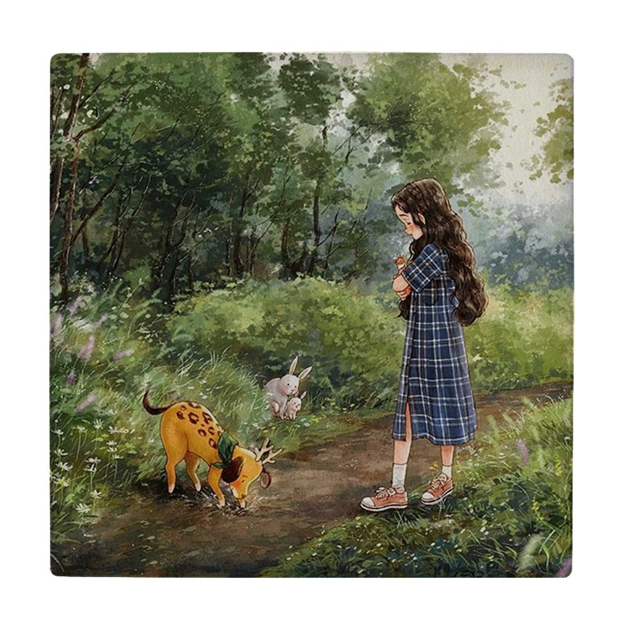 کاشی کارنیلا مدل دختر و سگ و خرگوش کد wkk5047