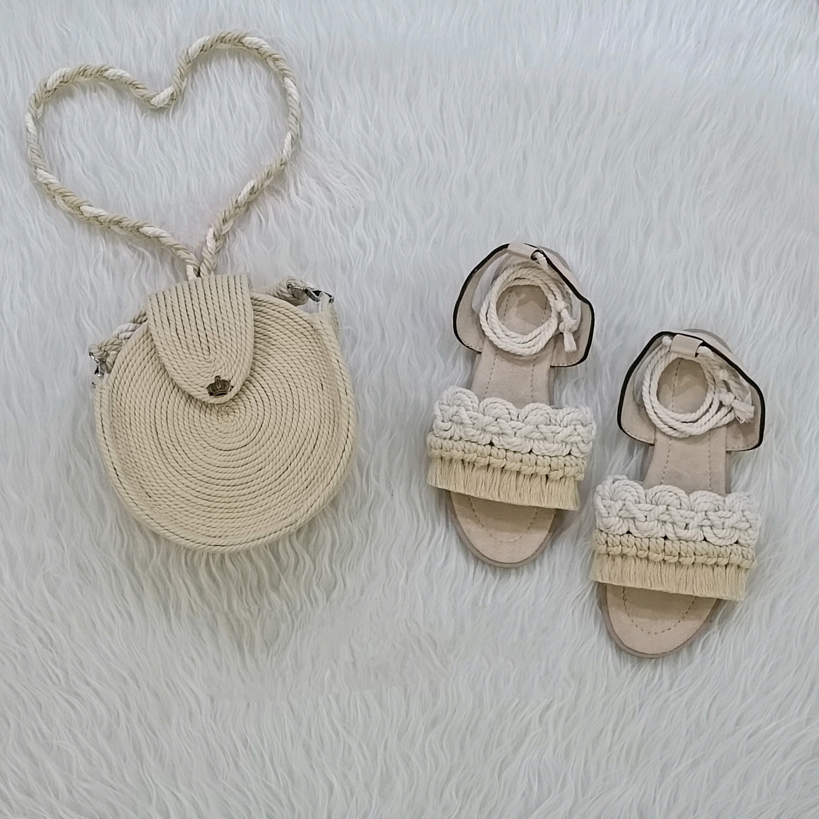 ست مکرومه بافی سفیدکرم