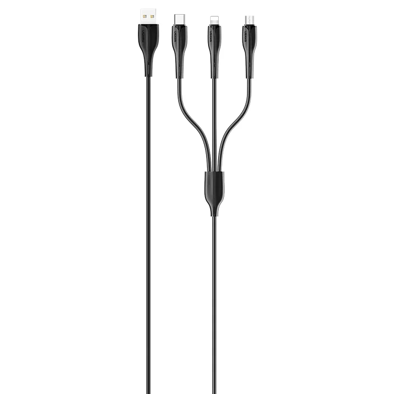 قیمت و خرید کابل شارژ یوسمز USB به Type C Micro USB Lightning مدل US-SJ374 U38 3in1