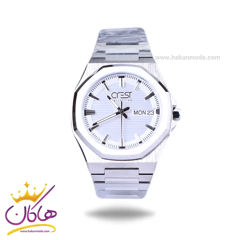 ساعت مچی عقربه ای کرست مردانه فلزی نقره ای crest 6286/1