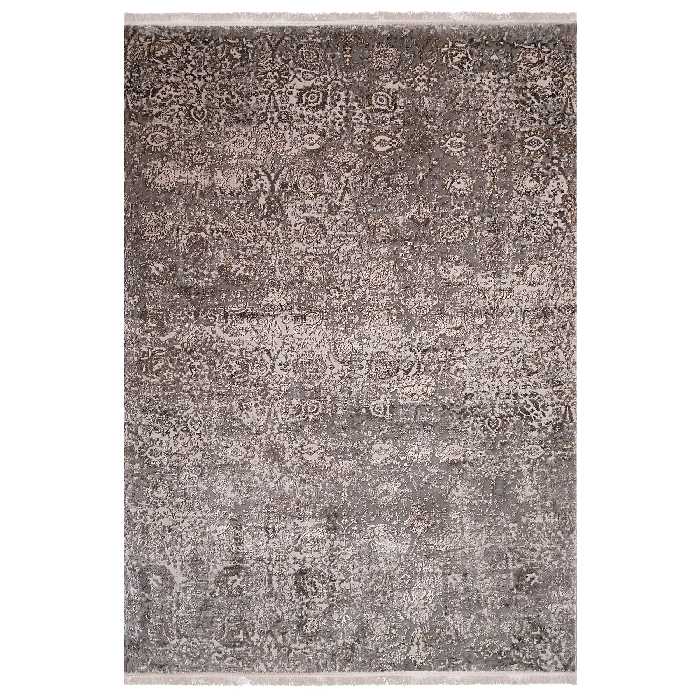 فرش ماشینی زمرد مشهد طرح پتینه کد TA113 زمینه طوسی