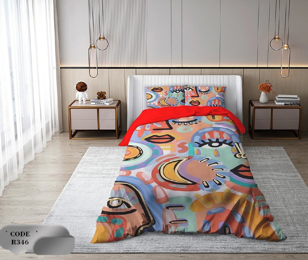 سرویس روتختی 2 نفره 6 تکه ابعاد 2.25 ×2.35 کشدار ضد حساسیت و عرق کد R346 | ست خواب و ست روتختی