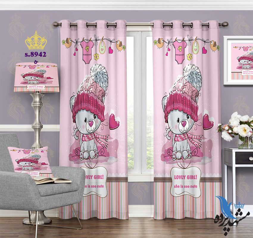 پرده پانچ کودک طرح بچه خرس کلاهدار کد S8942