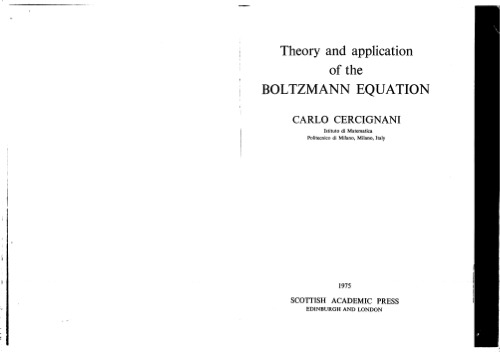 خرید و دانلود نسخه کامل کتاب Theory and Application of the Boltzman Equation