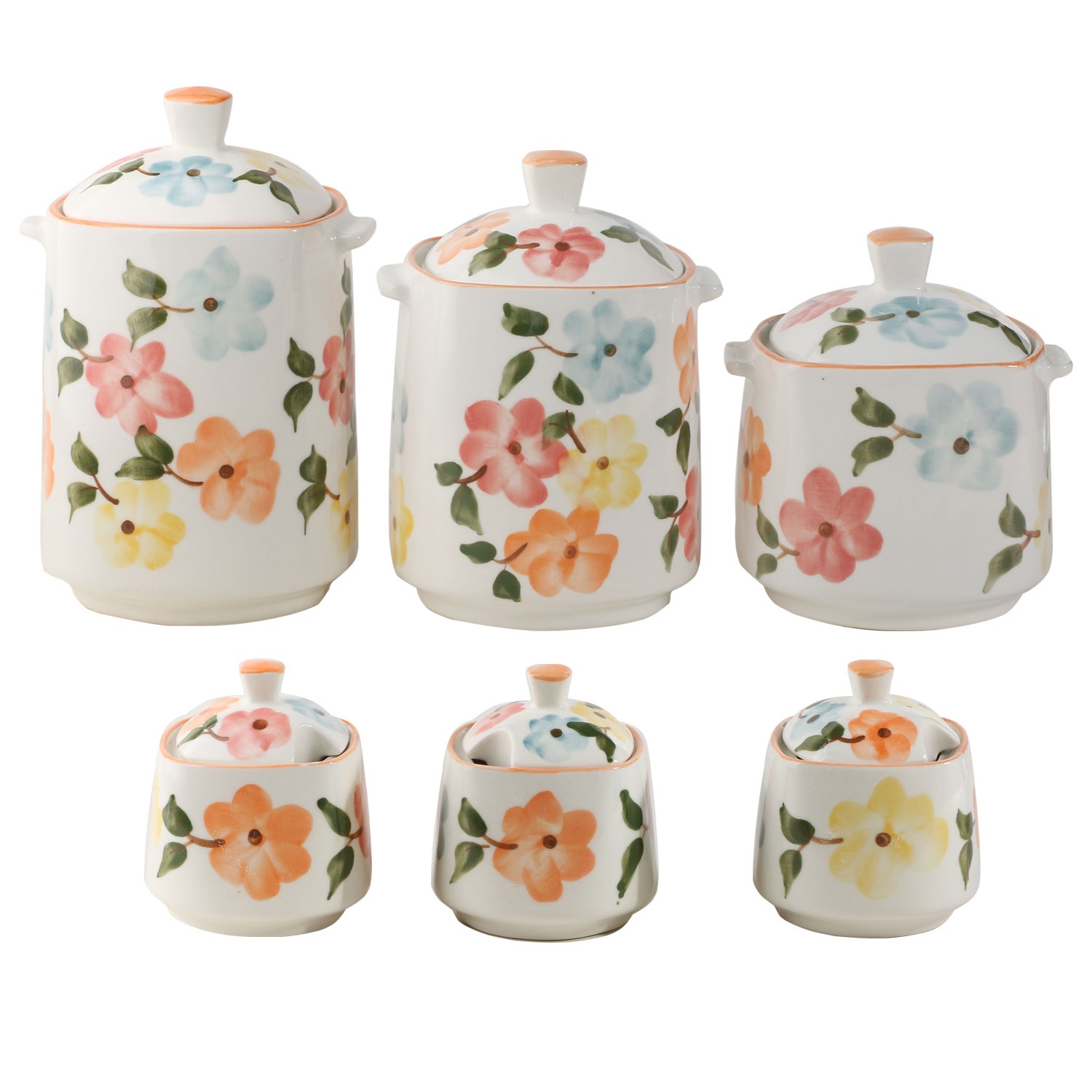 ست جای ادویه 6 پارچه طرح بهار گل ها