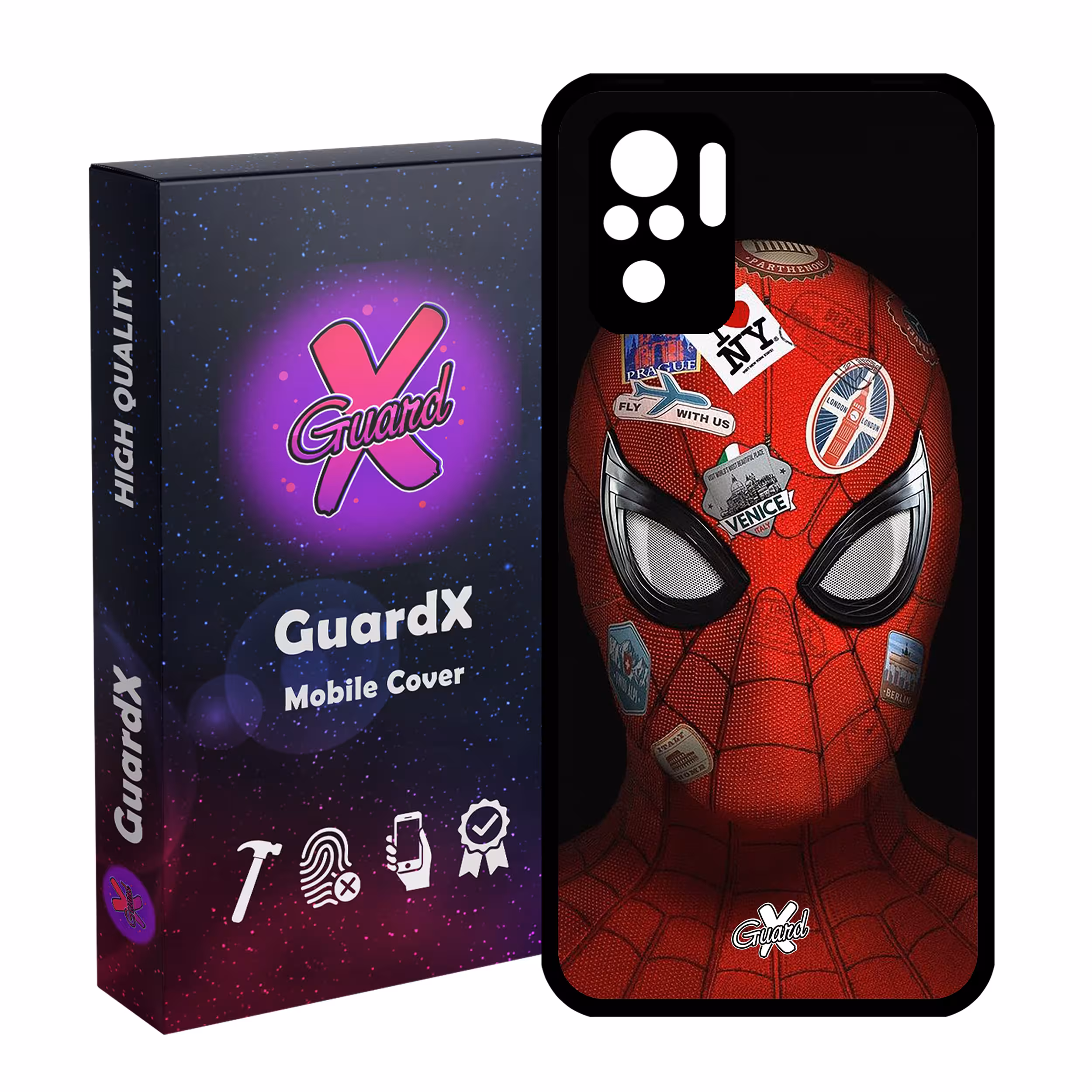 کاور گارد ایکس طرح Spider Man مدل Glass10033 مناسب برای گوشی موبایل شیائومی Redmi Note 10 4G / Note 10S