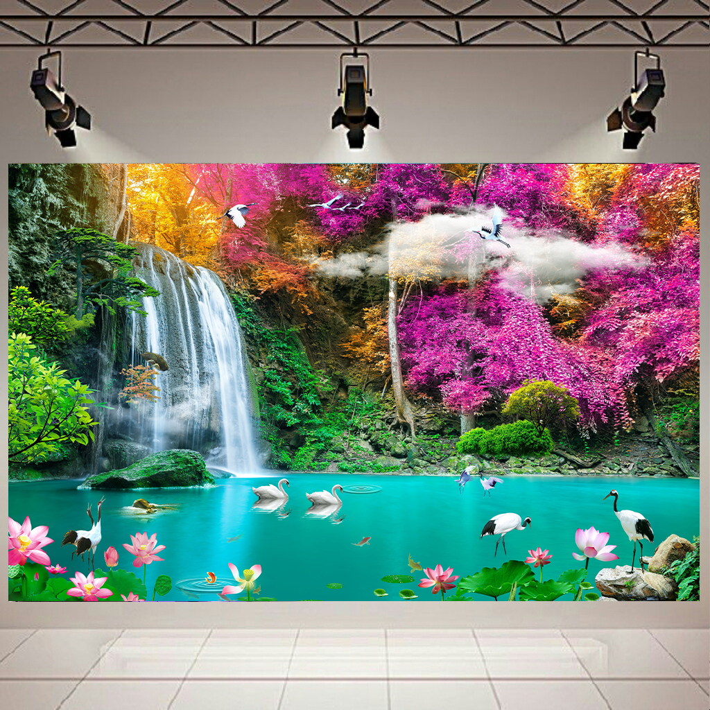 تابلو بوم طرح طبیعت و آبشار کد AR2355