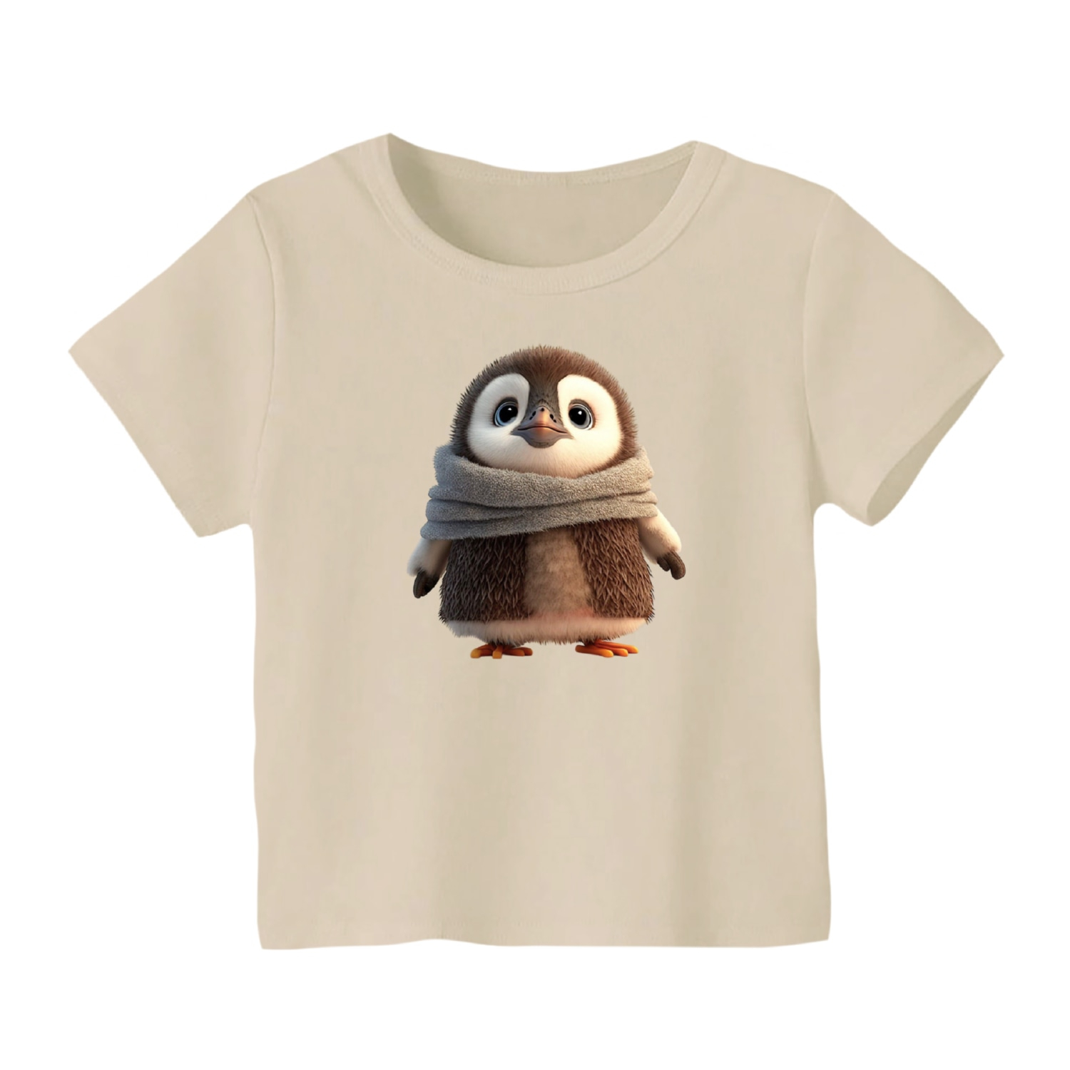 تی شرت آستین کوتاه بچگانه مدل پنگوئن کد 11 رنگ کرم