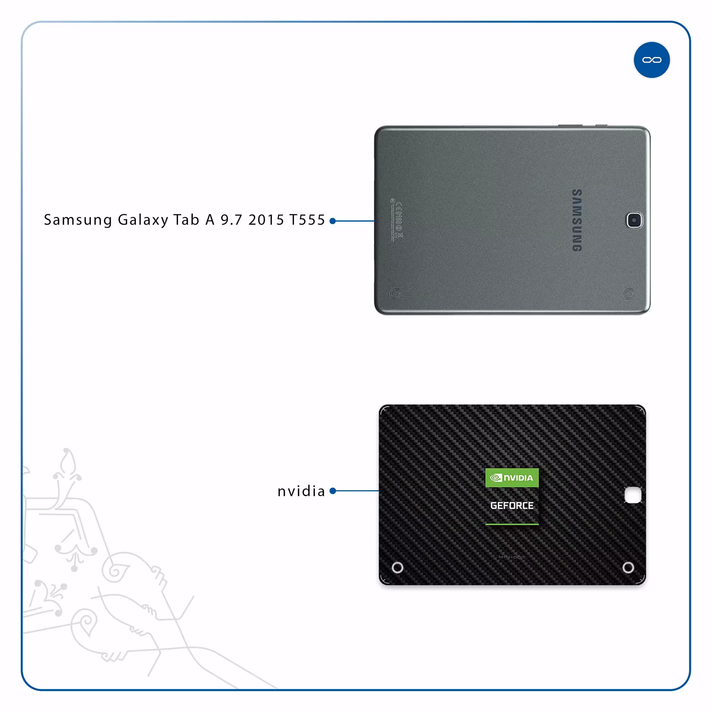 برچسب پوششی ماهوت مدل Nvidia Brand مناسب برای تبلت سامسونگ Galaxy Tab A 9.7 2015 T555