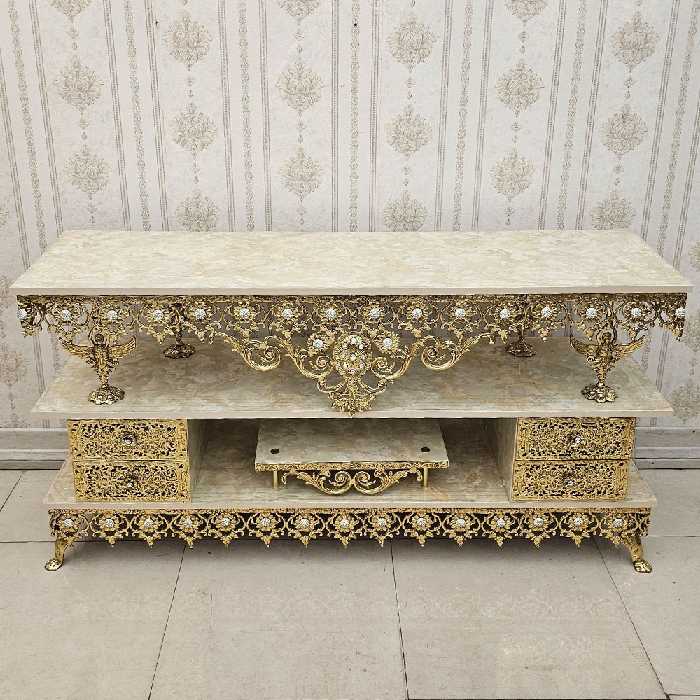 میز تلویزیون برنز مدل گل آفتابگردان سنگین طول 140  کد 9859