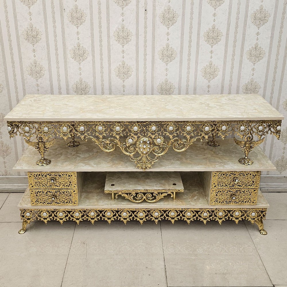 میز تلویزیون برنز مدل گل آفتابگردان سنگین طول 140  کد 9859