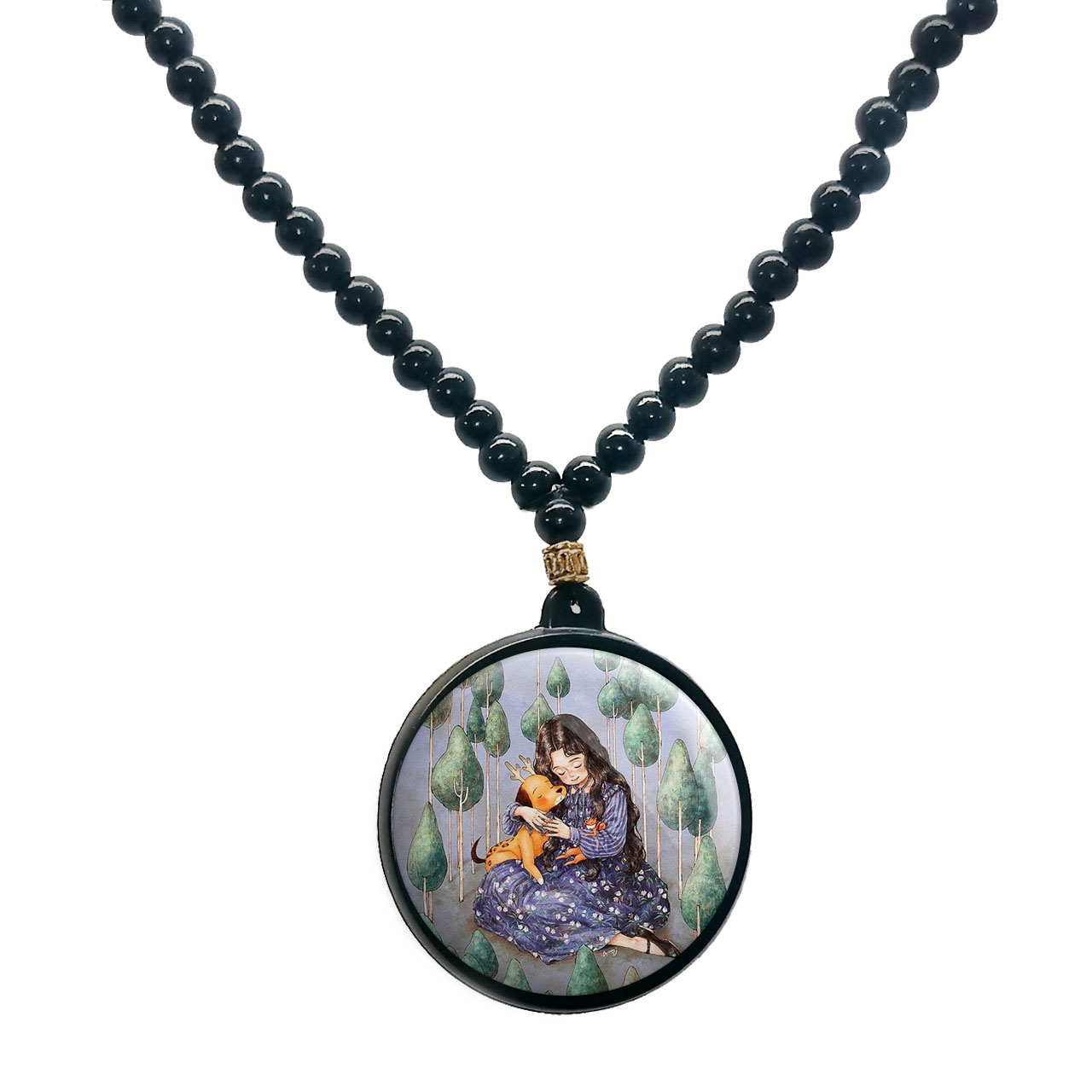 گردنبند پرمانه طرح دخترونه کد pmd.23386 مدل دو طرفه