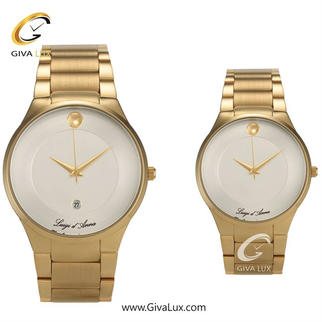 ساعت مچی اورجینال LdA ست طلایی | طلایی | سفید صدفی | کد رفرنس مردانه: 2264، زنانه: 2265