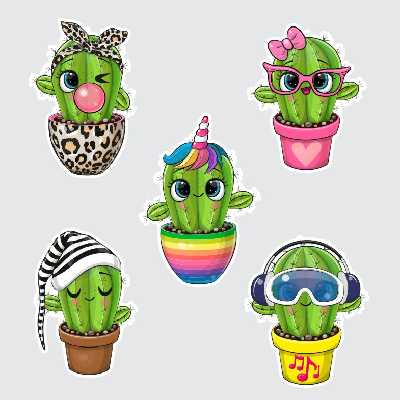 برچسب پلی استیشن  مدل برچسب کاکتوس بسته 5 عددی