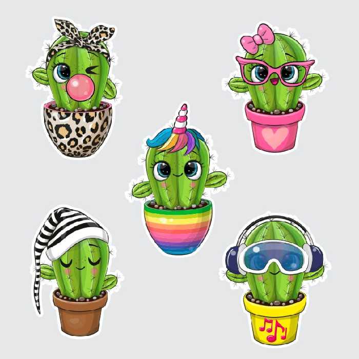 برچسب پلی استیشن  مدل برچسب کاکتوس بسته 5 عددی