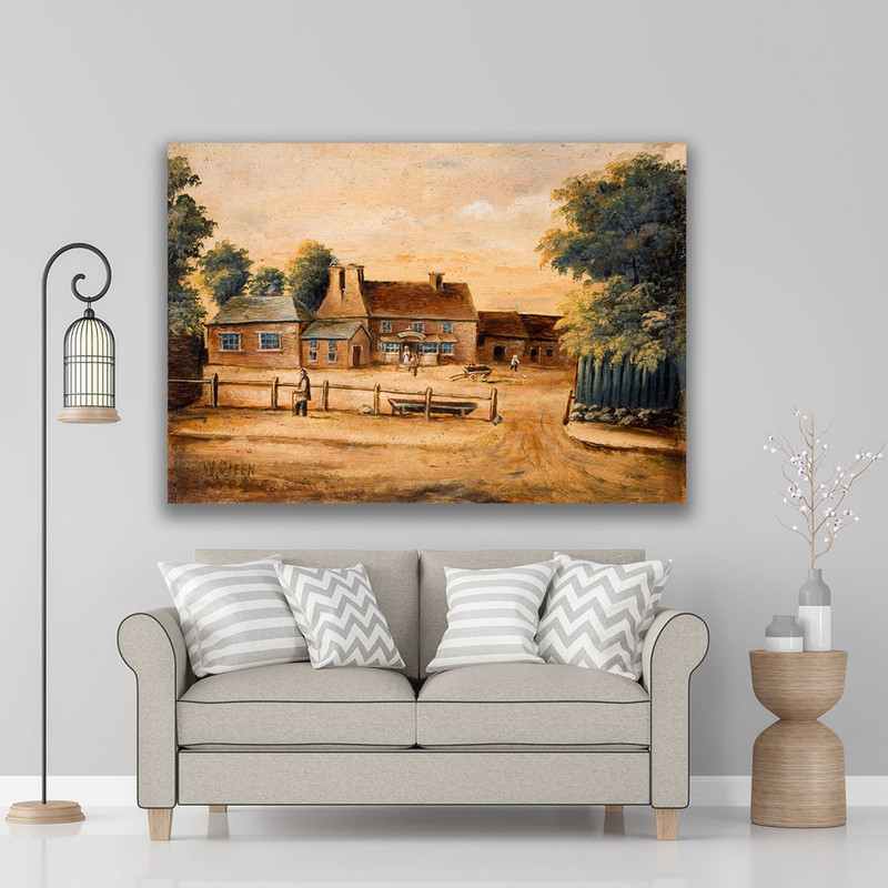 تابلو شاسی طرح نقاشی زیبای دهکده کد 135 | دنیای قاب